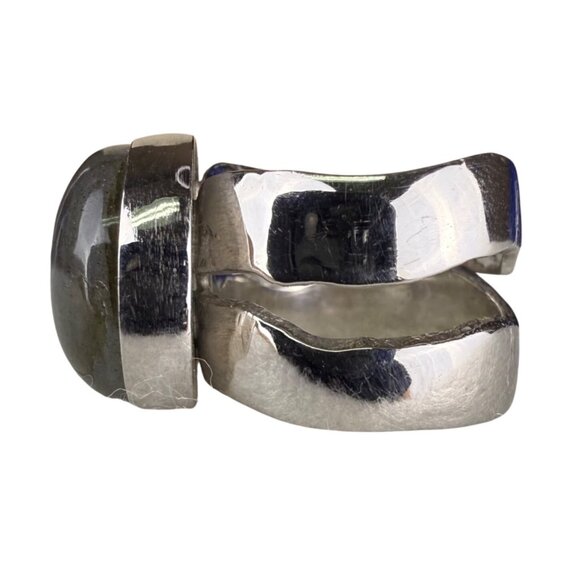 Sterling Silver Women’s Labradorite Oval Cabochon Ring 925 Unique Design Size 5 - Picture 2 of 6